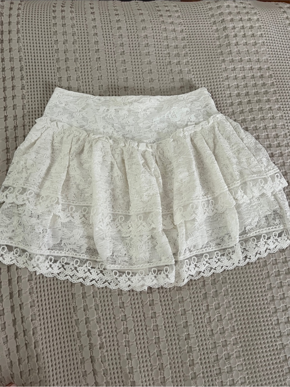 Altar'd State White Lace Tiered Mini